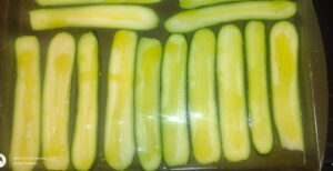 Prepping Zucchini for the broiler