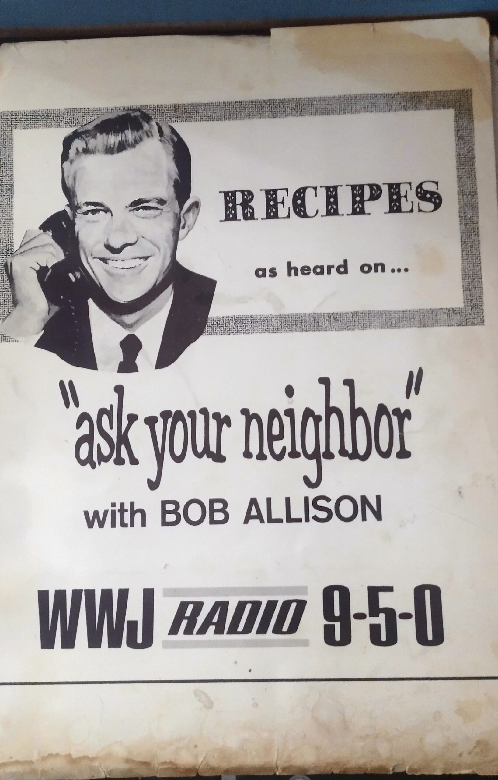 Ask Your Neighbor Bob Allison Very First Recipes Mailer